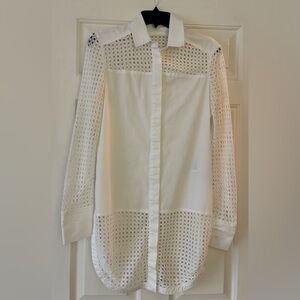 Banana Republic White Embellished Button Down Shirt